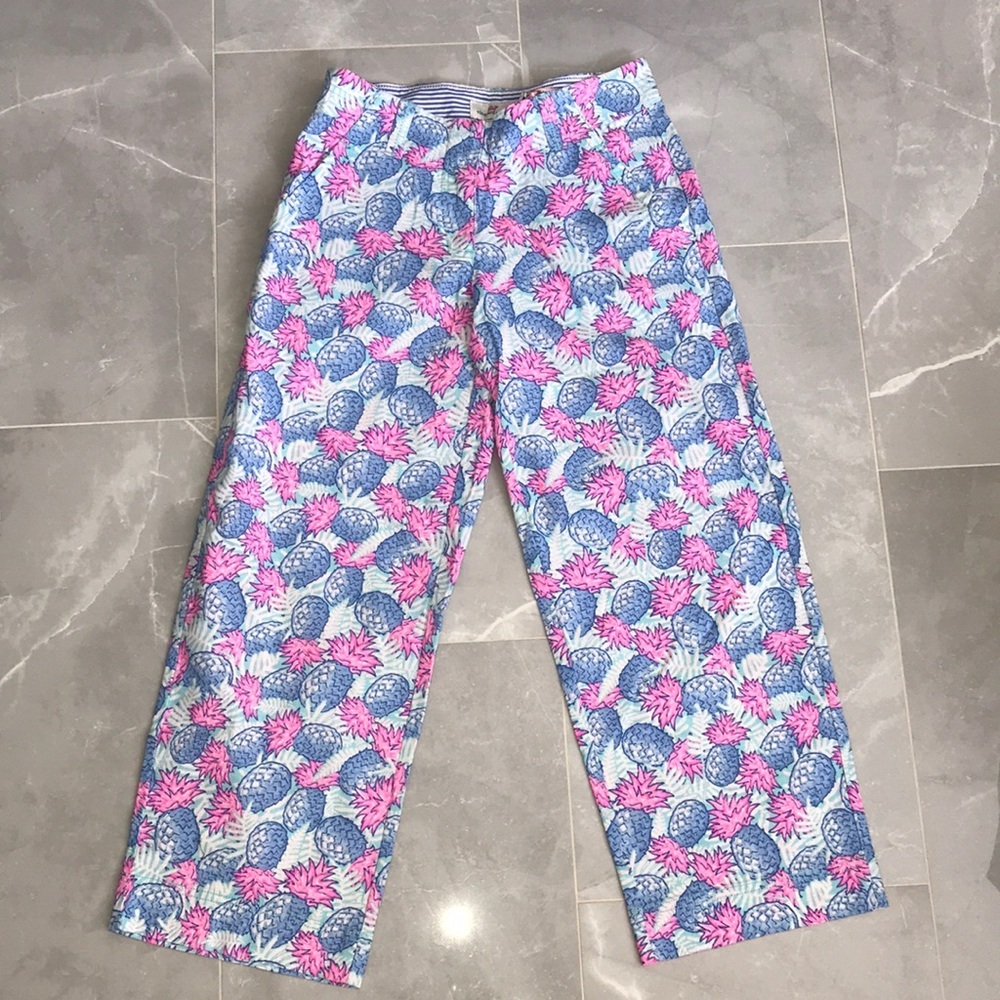 Vineyard Vines Women’s Pineapple Bowfront Catamaran Pants Linen Cotton Spandex